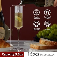Lueumxc 16 Pack Ribbed Acrylic Champagne Flutes, 5.5oz-Ribbed-Crystal-16pack