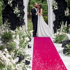 Hot Pink Carpet Runner for Party Wedding Aisle Sequin Sparkly Rug for Prom Ce…