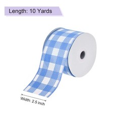 2.5 Inch x 10 Yards Plaid Check Ribbon Blue Gingham Ribbon