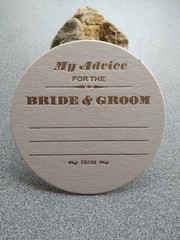 My Advice for the Bride & Groom WEDDING COASTERS, LETTERPRESS X 100 Round