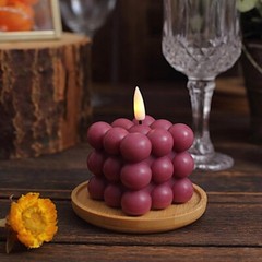 BURGUNDY 2 Bubble Cube 2″ Flameless LED CANDLES Decorative Centerpieces Party