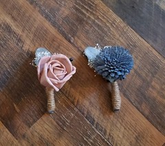Mauve Navy Dusty Blue Sola Wood Cascading Bridal Bouquet and Wedding Flowers