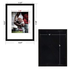 12×16 Picture Frames – Black Picture Frames to Display Photo 8×10 with Mat or…