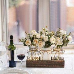 DUOER Centerpieces for Tables Coffee Table Centerpiece Decor with Wood white