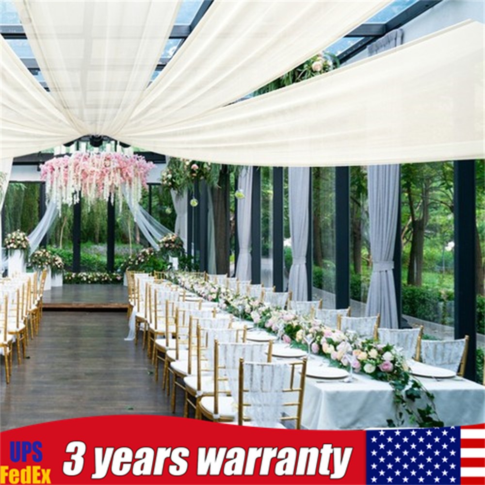 6PCS Beige Ceiling Drapes, Wedding Ceiling Draping, Backdrop Curtains For Party
