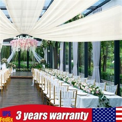 6PCS Beige Ceiling Drapes, Wedding Ceiling Draping, Backdrop Curtains For Party