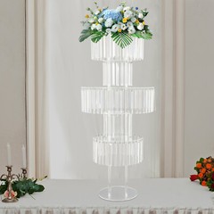5-Tier Clear Acrylic Flower Stand with Crystal Pendants 43.3 in Wedding