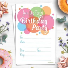 Happy Dot Birthday Party Invitations – Fill In Style (20 Count) With Envelopes