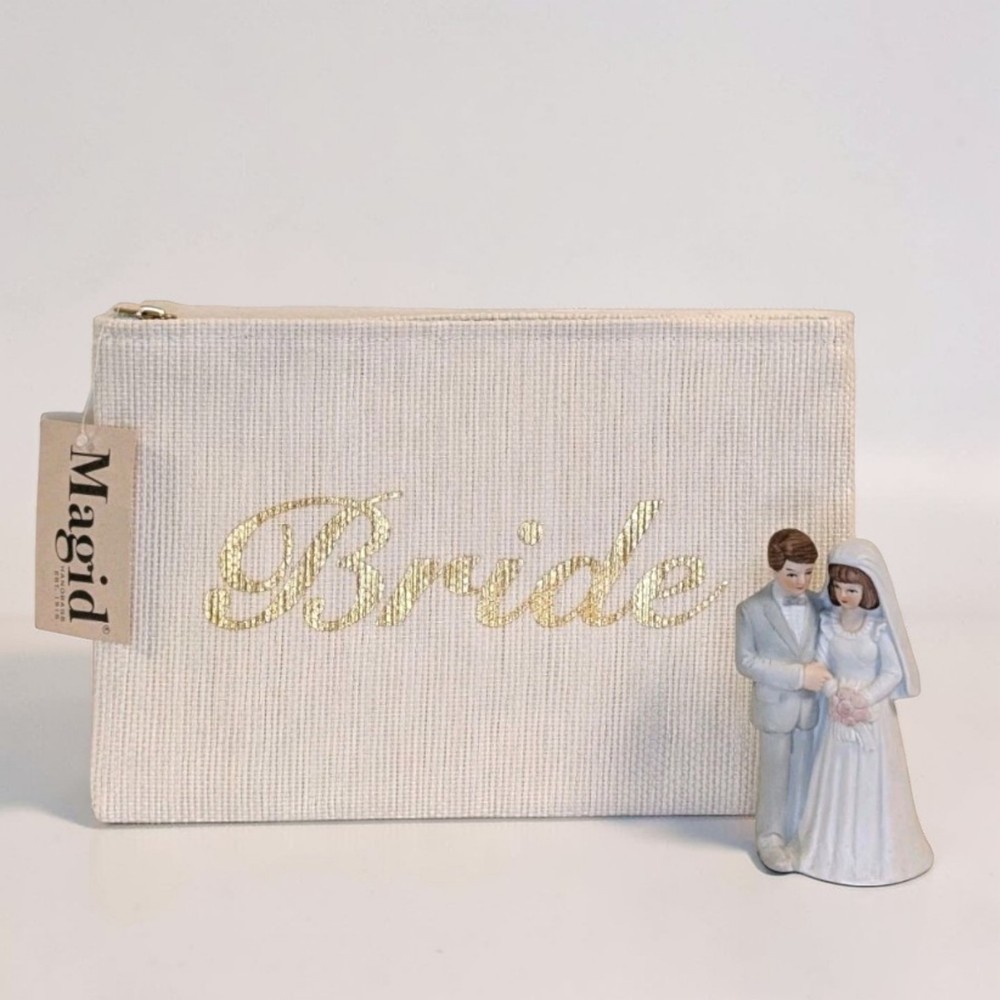 Bridal Gift Set Bride Clutch Bag NWT + Vintage Wedding Cake Topper Korea Decor