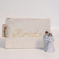 Bridal Gift Set Bride Clutch Bag NWT + Vintage Wedding Cake Topper Korea Decor