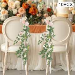 10 Pieces Wedding Chair DIY Decorations, Wedding Aisle Floral Artificial Flowers