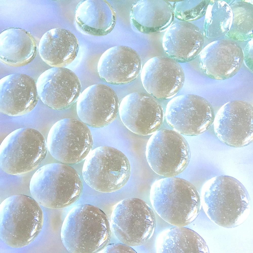 30 Lb. Flat Glass Marbles/Pebbles for Vase Filler Etc (Clear, 0.65″ ~2700 PCs)
