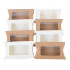 10/20pcs Kraft Paper Pillow Shape Candy Box With Window Wedding Birthday Supply
