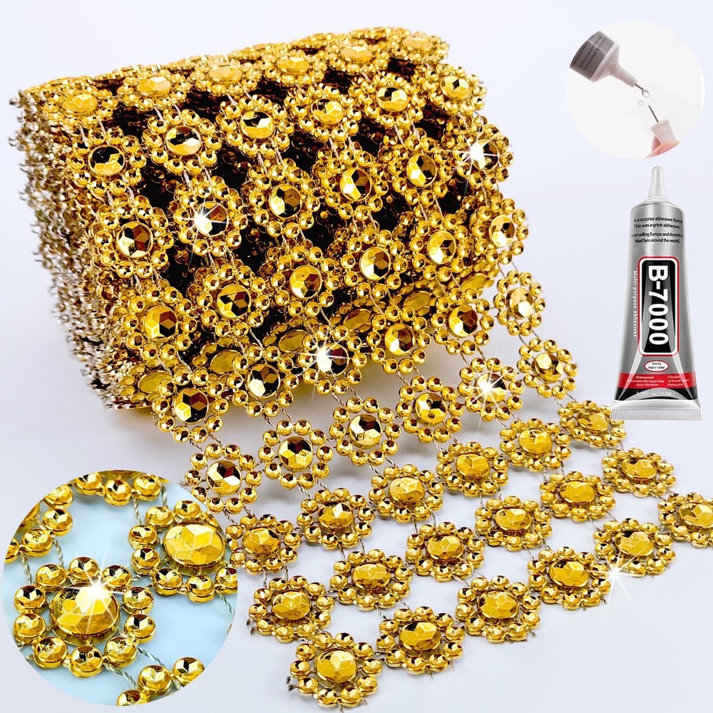Bling Ribbon, 4In X 3Yards Rhinestone Mesh Fabric Roll for Crafts, Mum Wrap T…