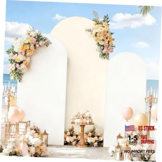 Arch Backdrop Cover, Wedding Arch Cover Spandex Fitted 4+5+6FT White+Beige