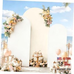 Arch Backdrop Cover, Wedding Arch Cover Spandex Fitted 4+5+6FT White+Beige