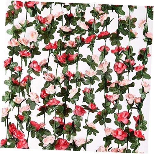 Flower Garland Rose Vines, 2 Strands 16.5Ft Flower Vines for 2 Packs Pink