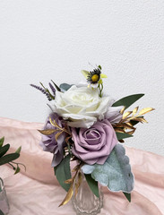 Set of 6 Mini Floral Centerpieces for Wedding & Home Decor – Purple Bouquets