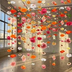 Suncalla 12 Pcs 70.8 ft Wildflower Garland Pre Strung Multi Color Rose