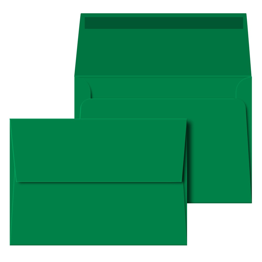 A7 Envelopes, 5 1/4″ x 7 1/4″, Green, Square Flap, 24w (90gsm), 25 per Pack