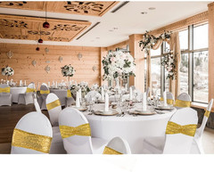 Set of 30 Chair Sashes Bows Gold Sequin Bands for Wedding Party Banquet Receptio