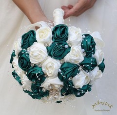 Wedding Rose Bouquet – Silk Flowers & Rhinestones