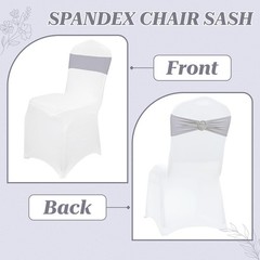 Mds Pack Of 50 Spandex Chair Sashes Bow Premium Stretch Chair Cover Band Buckle
