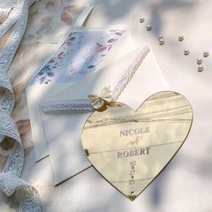 Personalized Gold Mirror Vintage Acrylic Invitations 2026 & Ivory Lace Envelopes