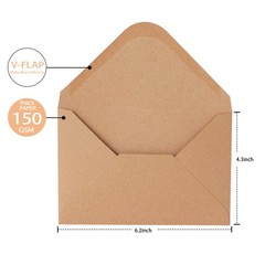 V-flap Kraft Envelopes, 50 Pack, 4 x 6 Inch, A4 4.5×6.5,