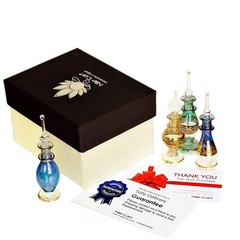 NileCart set of 12 Egyptian Perfume Bottles 2″ Empty Glass Mini Multicolor