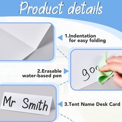 50 Pieces Dry Erase Name Tent Table Cards 5.8 x 7.9 Inches Non Adhesive Name …