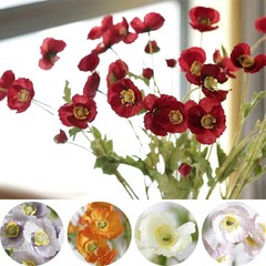 2 Bushes 33″ Long Stem Silk Artificial Poppy Flower Sprays Party Decorations