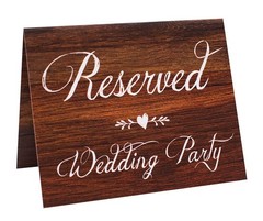 6 PCS Rustic Wood Look Freestanding Double Sided Reserved Wedding Signs
