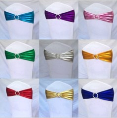 10 Metallic Spandex Chair Band for Folding Banquet Universal Chair Covers