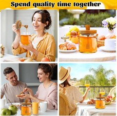 Loscarol Honey Pot with Dipper and Lid – 18oz Glass Jar Transparent