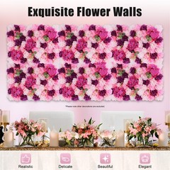6*Artificial Flower Wall Panel Indoor Outdoor Flower Wall Panel For WeddingDecor