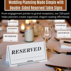 Pack of 250 Paper Reserved Table Signs – Elegant Double-Sided Tent Cards |