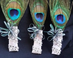 Peacock Feather Wedding BOUTONNIERE for Groom Groomsmen CORSAGE PROM Quinceañera
