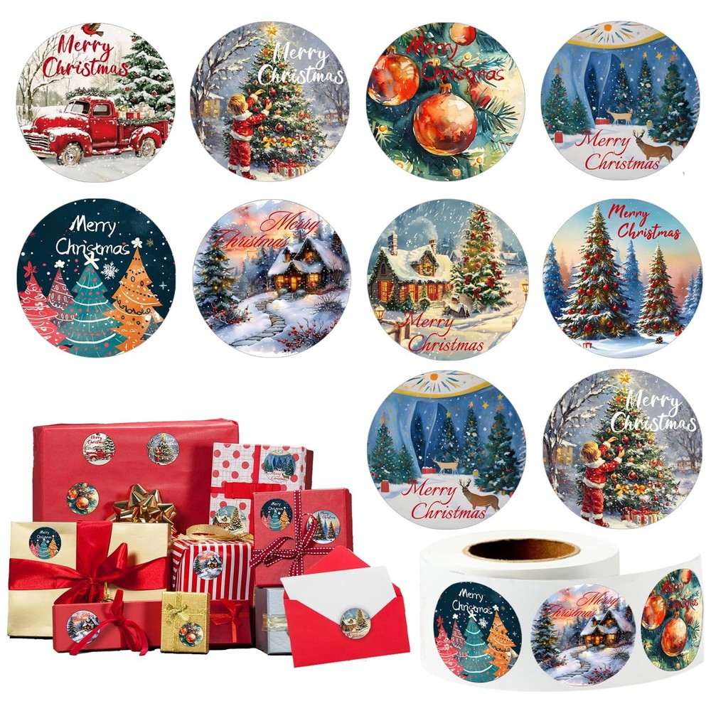 500Pcs Christmas Envelope Stickers | 1.5Inch Christmas Round Stickers Envelop…