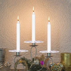 100 Pack 5 Inch White Taper Candles with Drip Protectors, 5 inches,