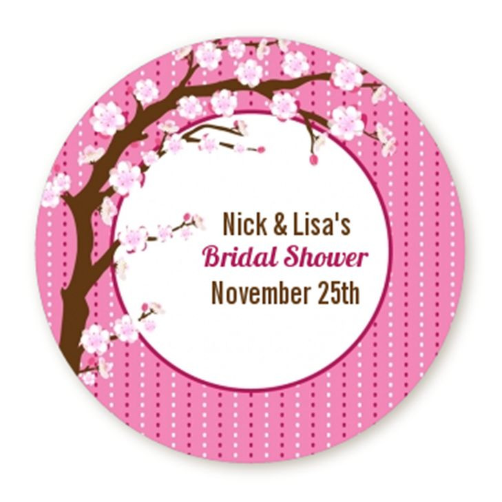 Cherry Blossom Round Personalized Bridal Shower/Wedding Sticker Labels -6 sizes