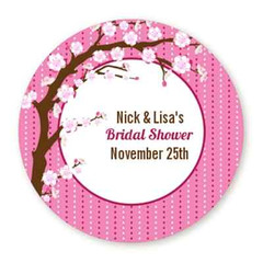 Cherry Blossom Round Personalized Bridal Shower/Wedding Sticker Labels -6 sizes