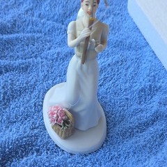 Weddingstar Hand Painted Porcelain Bride Fishing Cake Topper Figurine 5 in