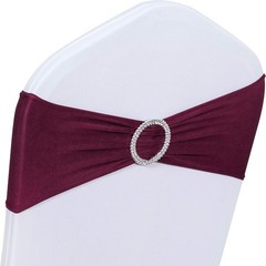 Obstal Spandex Chair Buckles for Wedding – 10 Pcs Sashes Bows Silver