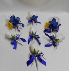 Rustic Package Silk Flower Wedding Bridal Bouquet Sunflower Royal Blue Burlap