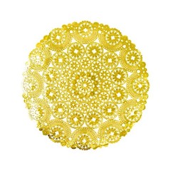 50 Gold Round Disposable Metallic Lace Design Paper Placemats Party Tableware