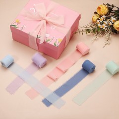 1 Roll Chiffon Ribbon, 1.5 Inch x 5 Yard Silk Ribbon, Grey