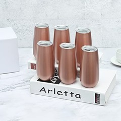 Pack Insulated Champagne Tumblers, Stemless Oz Wine Flutes, 6 #Rose Gold