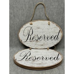 Reserved Signs Set of 5 Home Decor White Distressed Rustic Wood Oval New