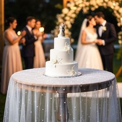 2 Pcs Pearl Table Runner, 10 Feet White Tulle Fabric Table Cloth 31 x 120 Inch